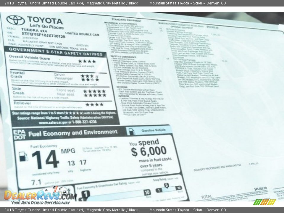 2018 Toyota Tundra Limited Double Cab 4x4 Magnetic Gray Metallic / Black Photo #36