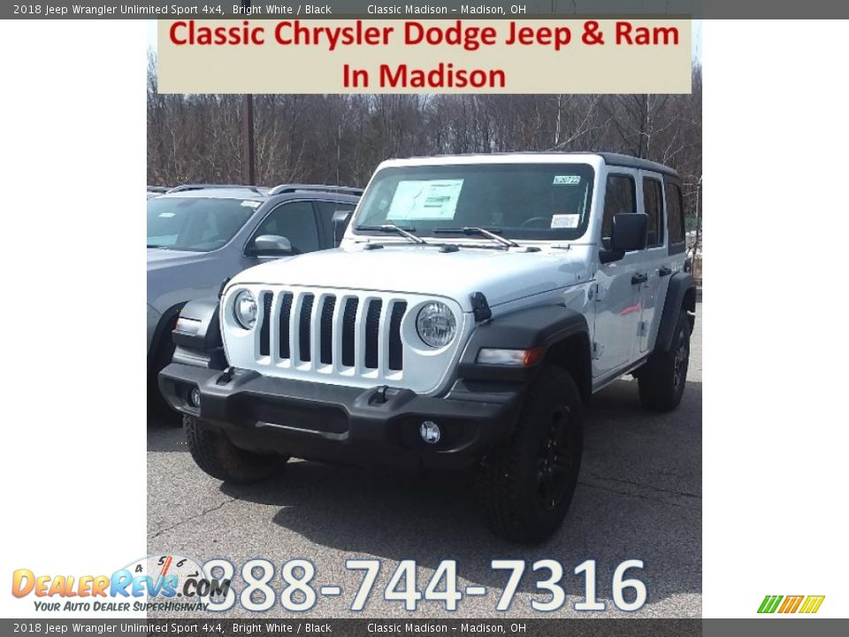 2018 Jeep Wrangler Unlimited Sport 4x4 Bright White / Black Photo #1