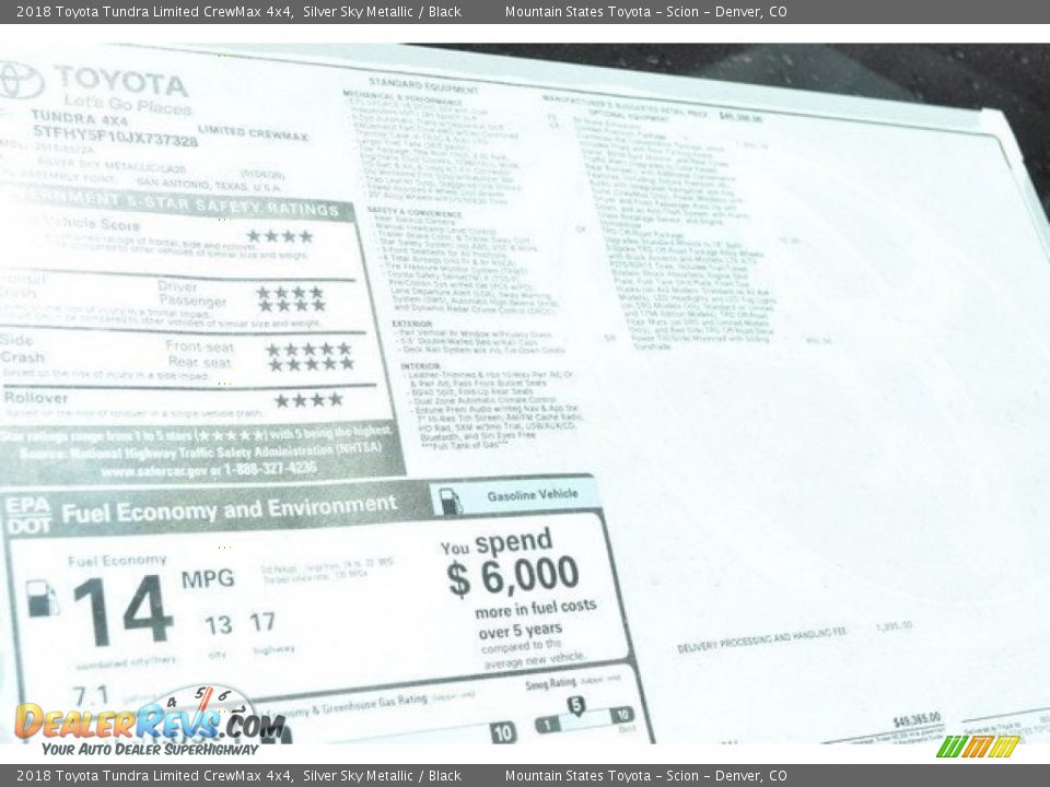 2018 Toyota Tundra Limited CrewMax 4x4 Silver Sky Metallic / Black Photo #36