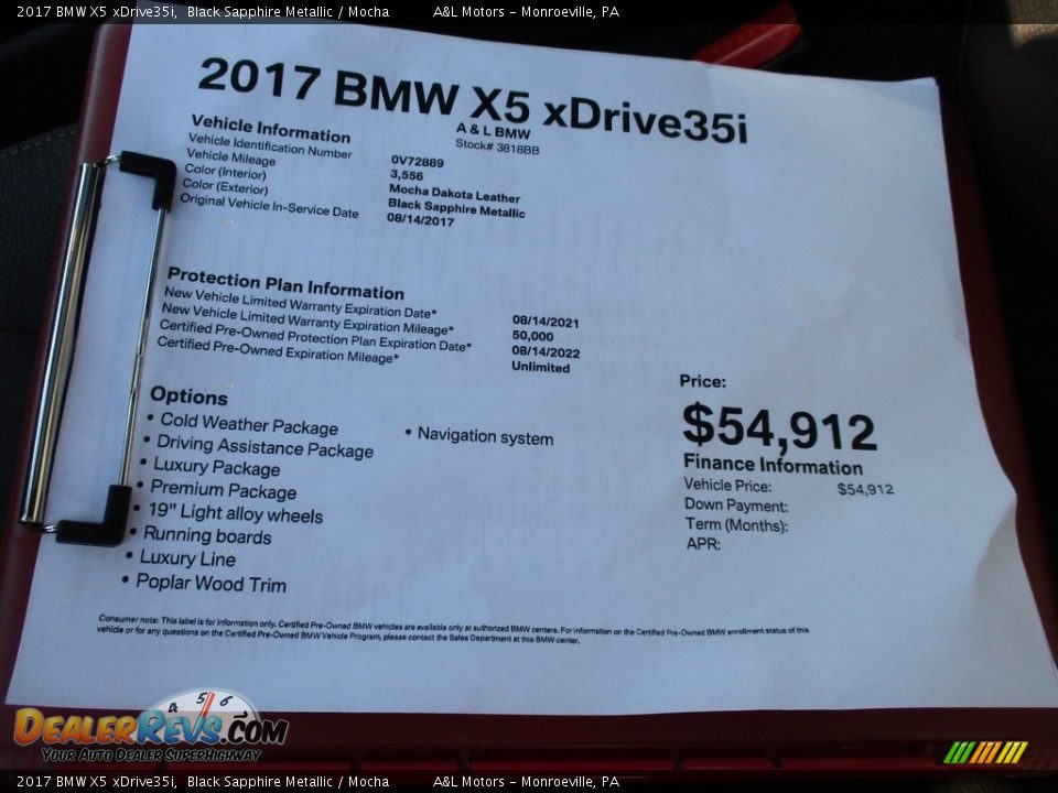 2017 BMW X5 xDrive35i Black Sapphire Metallic / Mocha Photo #12