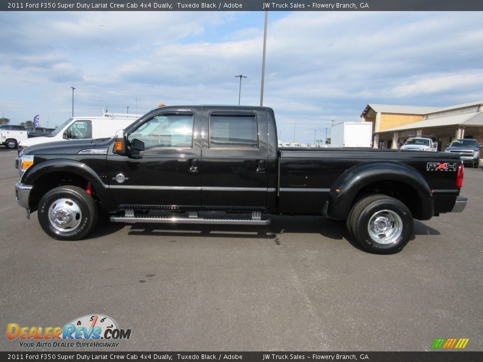 2011 Ford F350 Super Duty Lariat Crew Cab 4x4 Dually Tuxedo Black / Adobe Photo #2