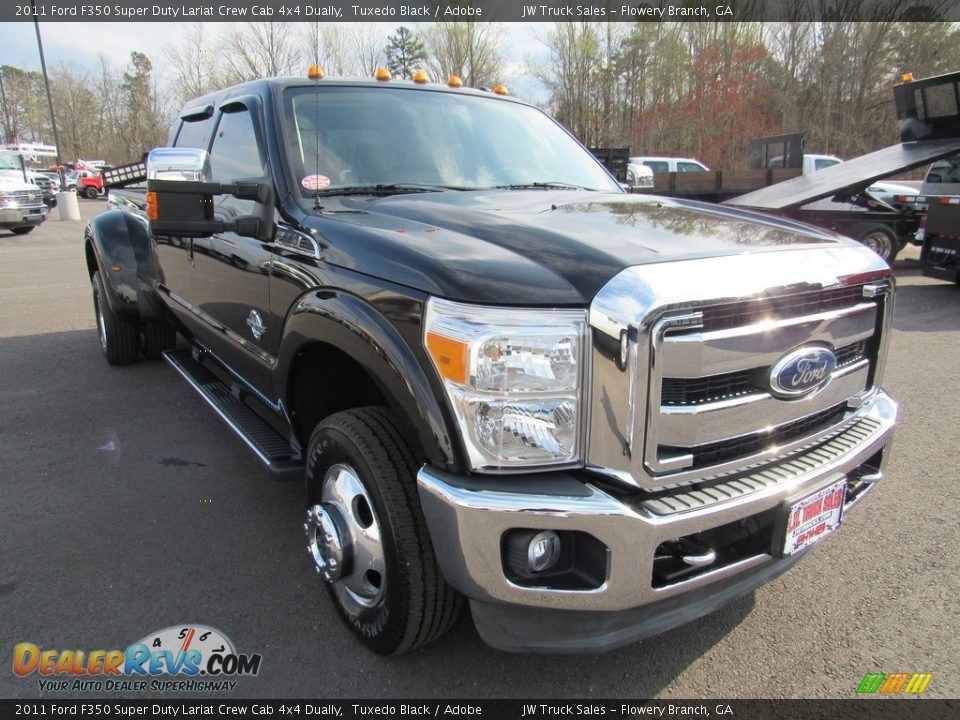 2011 Ford F350 Super Duty Lariat Crew Cab 4x4 Dually Tuxedo Black / Adobe Photo #7
