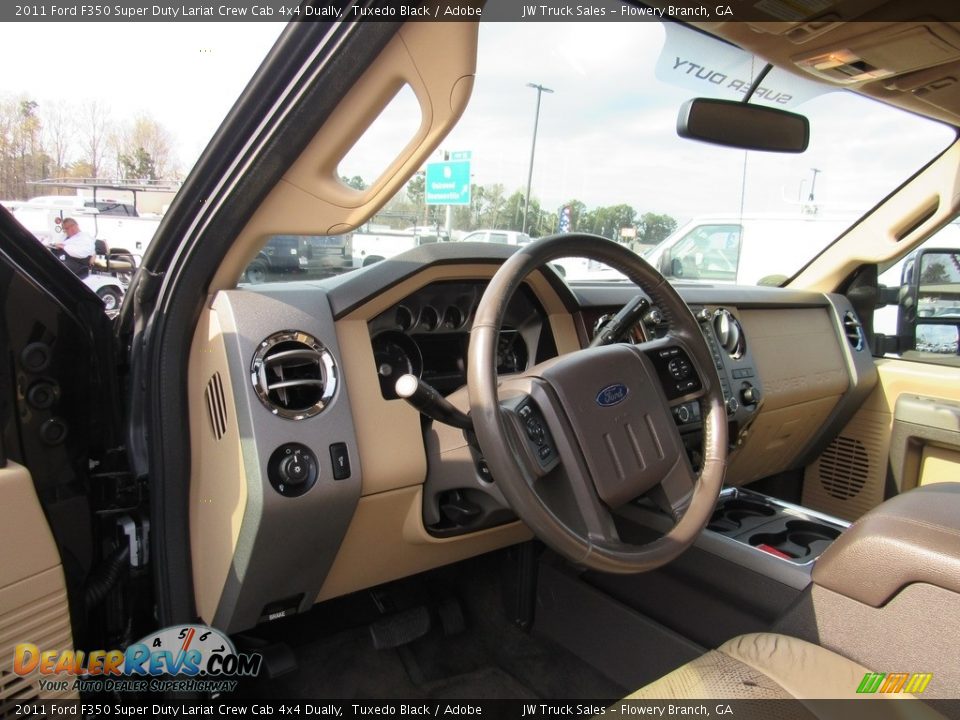 2011 Ford F350 Super Duty Lariat Crew Cab 4x4 Dually Tuxedo Black / Adobe Photo #21