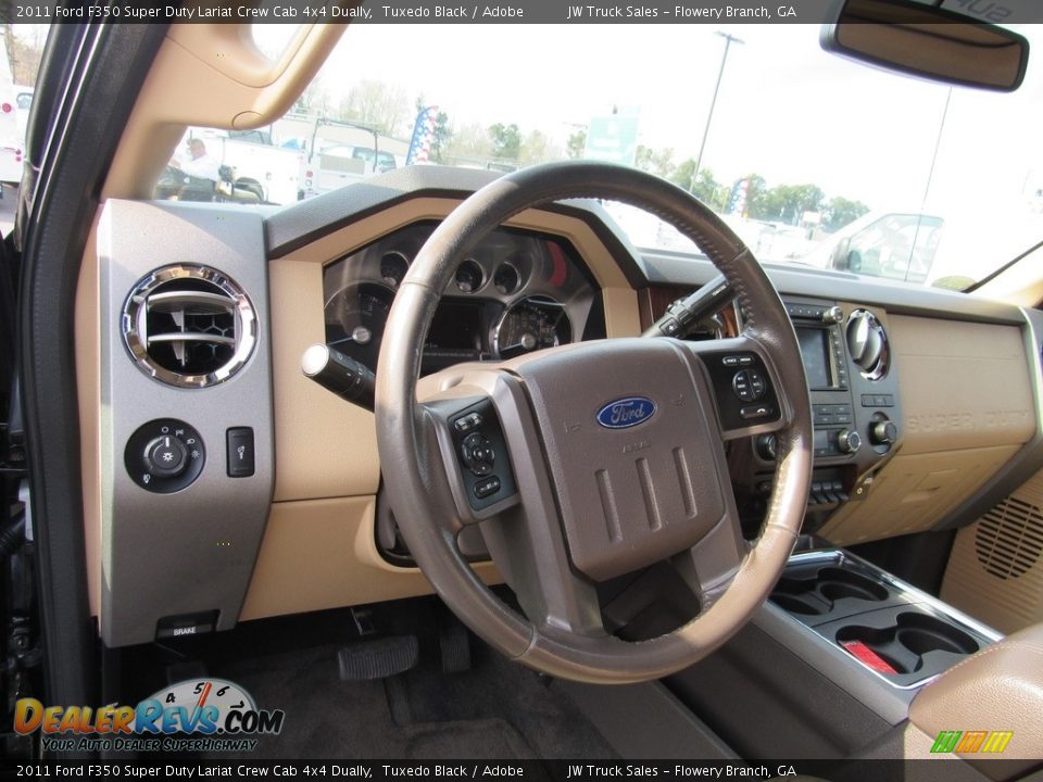 2011 Ford F350 Super Duty Lariat Crew Cab 4x4 Dually Tuxedo Black / Adobe Photo #22