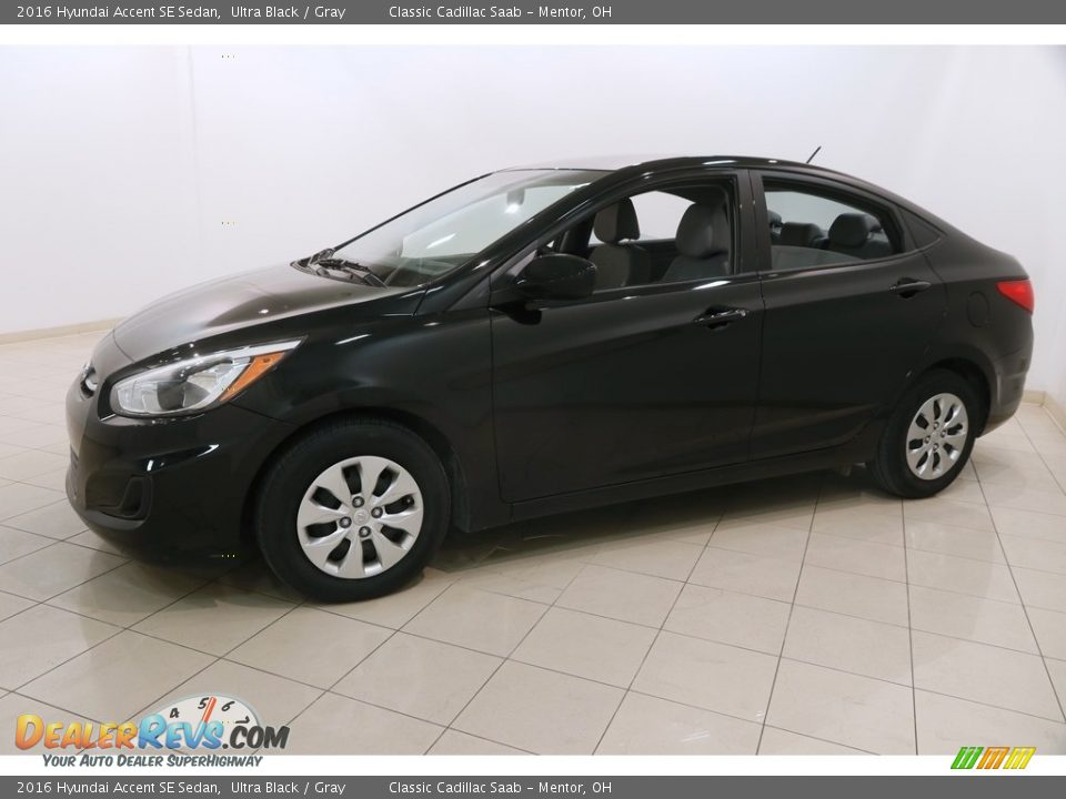2016 Hyundai Accent SE Sedan Ultra Black / Gray Photo #3