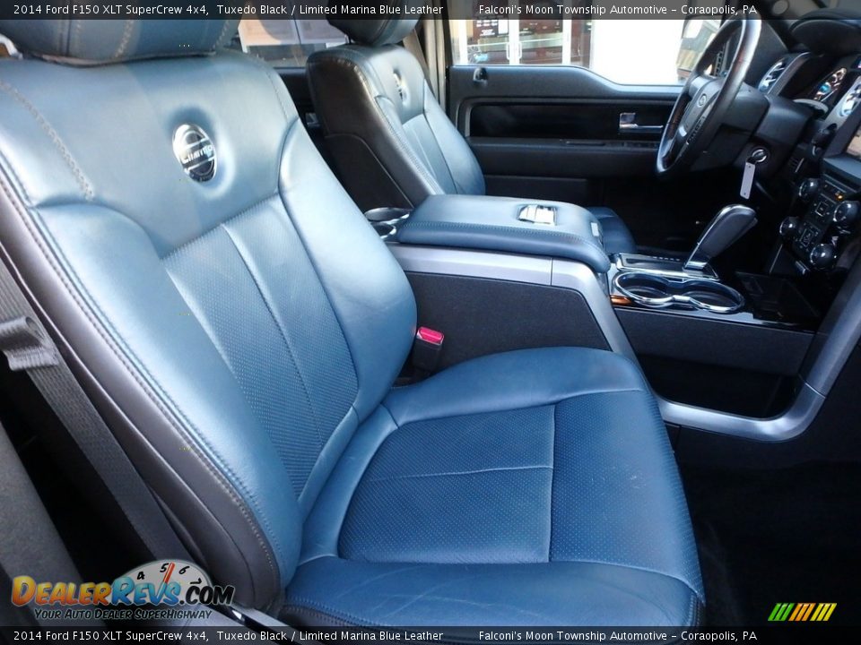 2014 Ford F150 XLT SuperCrew 4x4 Tuxedo Black / Limited Marina Blue Leather Photo #10