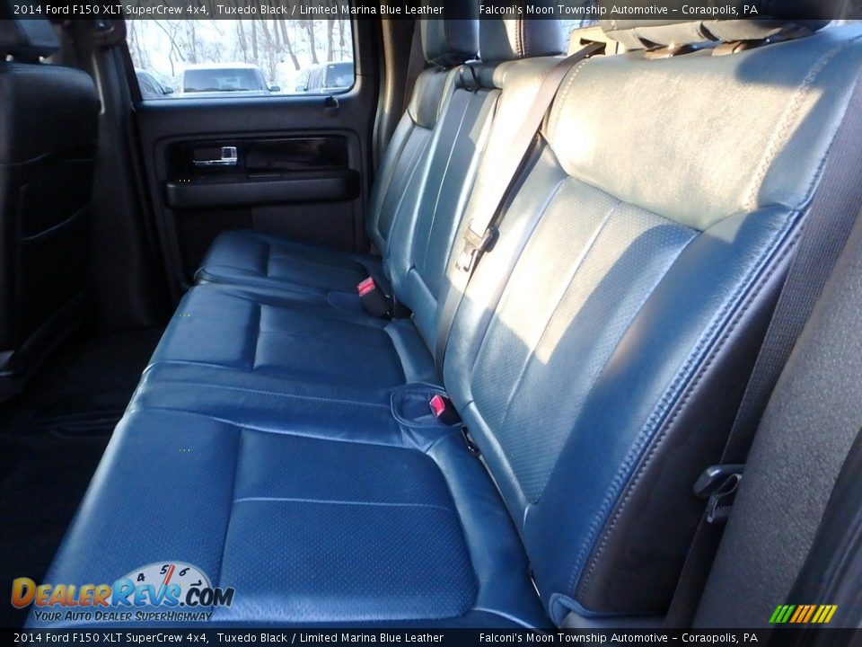 2014 Ford F150 XLT SuperCrew 4x4 Tuxedo Black / Limited Marina Blue Leather Photo #16