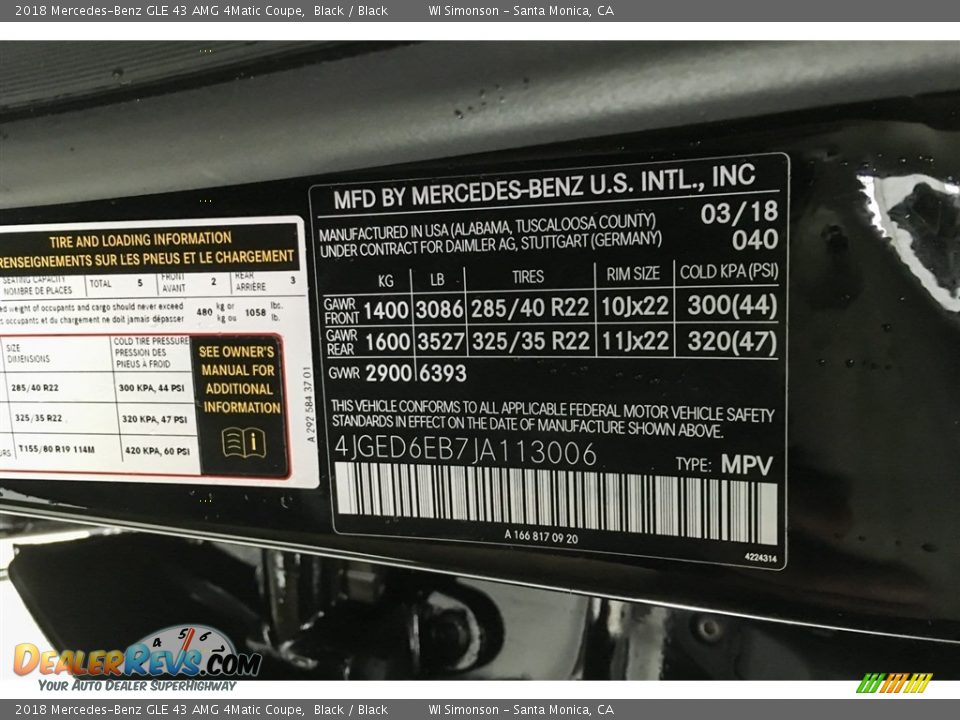 2018 Mercedes-Benz GLE 43 AMG 4Matic Coupe Black / Black Photo #23