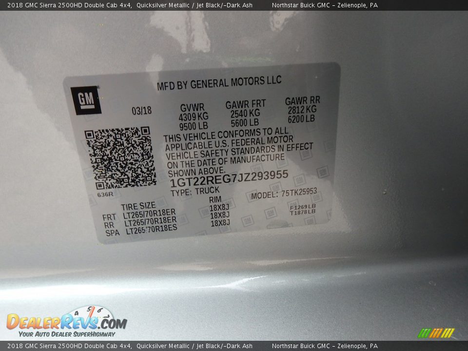 2018 GMC Sierra 2500HD Double Cab 4x4 Quicksilver Metallic / Jet Black/­Dark Ash Photo #14