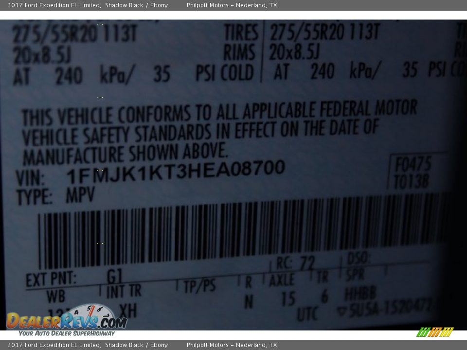 2017 Ford Expedition EL Limited Shadow Black / Ebony Photo #35