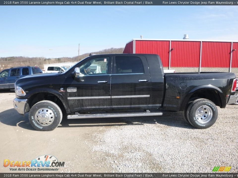 2018 Ram 3500 Laramie Longhorn Mega Cab 4x4 Dual Rear Wheel Brilliant Black Crystal Pearl / Black Photo #2