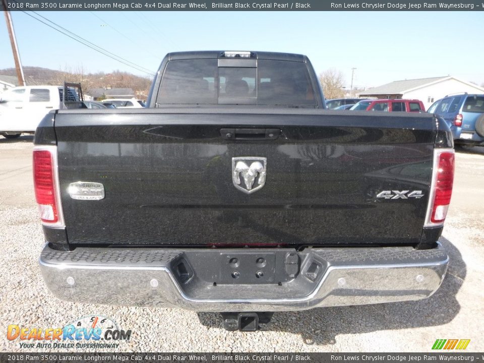 2018 Ram 3500 Laramie Longhorn Mega Cab 4x4 Dual Rear Wheel Brilliant Black Crystal Pearl / Black Photo #5