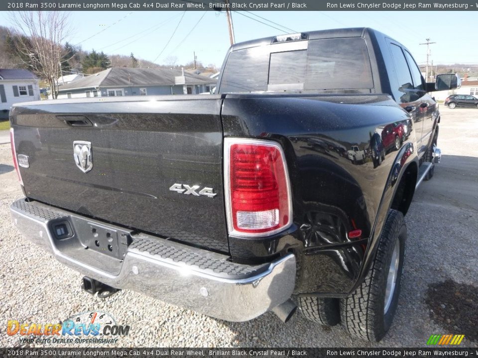 2018 Ram 3500 Laramie Longhorn Mega Cab 4x4 Dual Rear Wheel Brilliant Black Crystal Pearl / Black Photo #6