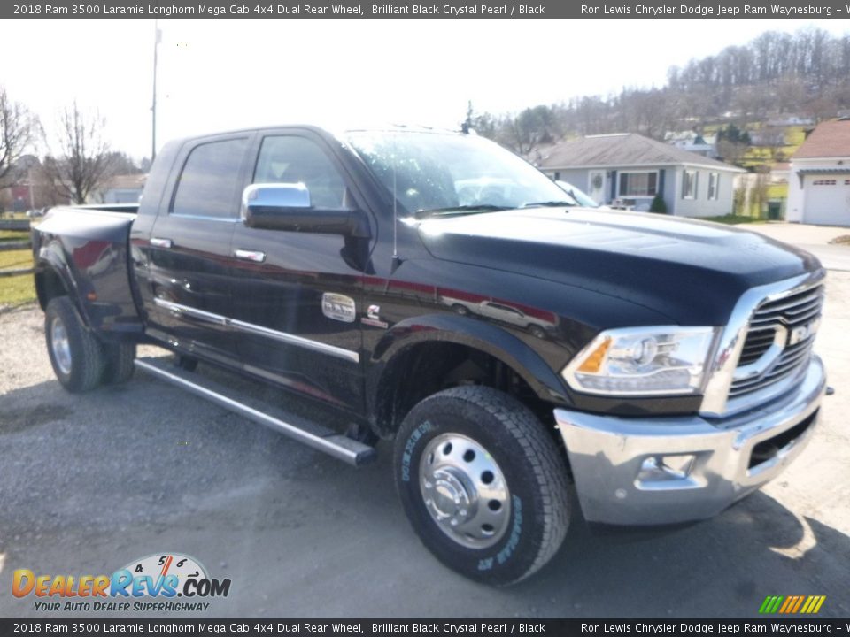 2018 Ram 3500 Laramie Longhorn Mega Cab 4x4 Dual Rear Wheel Brilliant Black Crystal Pearl / Black Photo #7