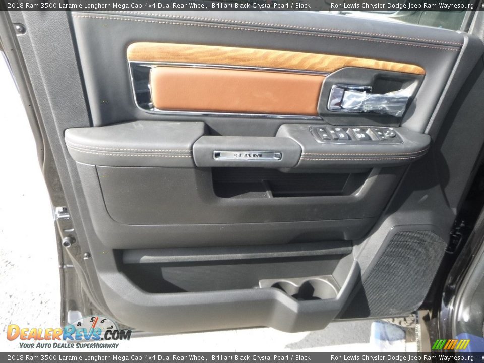 2018 Ram 3500 Laramie Longhorn Mega Cab 4x4 Dual Rear Wheel Brilliant Black Crystal Pearl / Black Photo #13