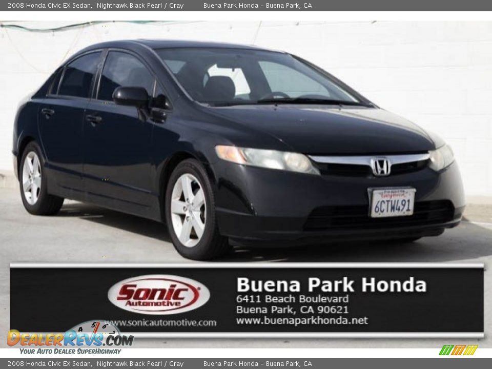 2008 Honda Civic EX Sedan Nighthawk Black Pearl / Gray Photo #1