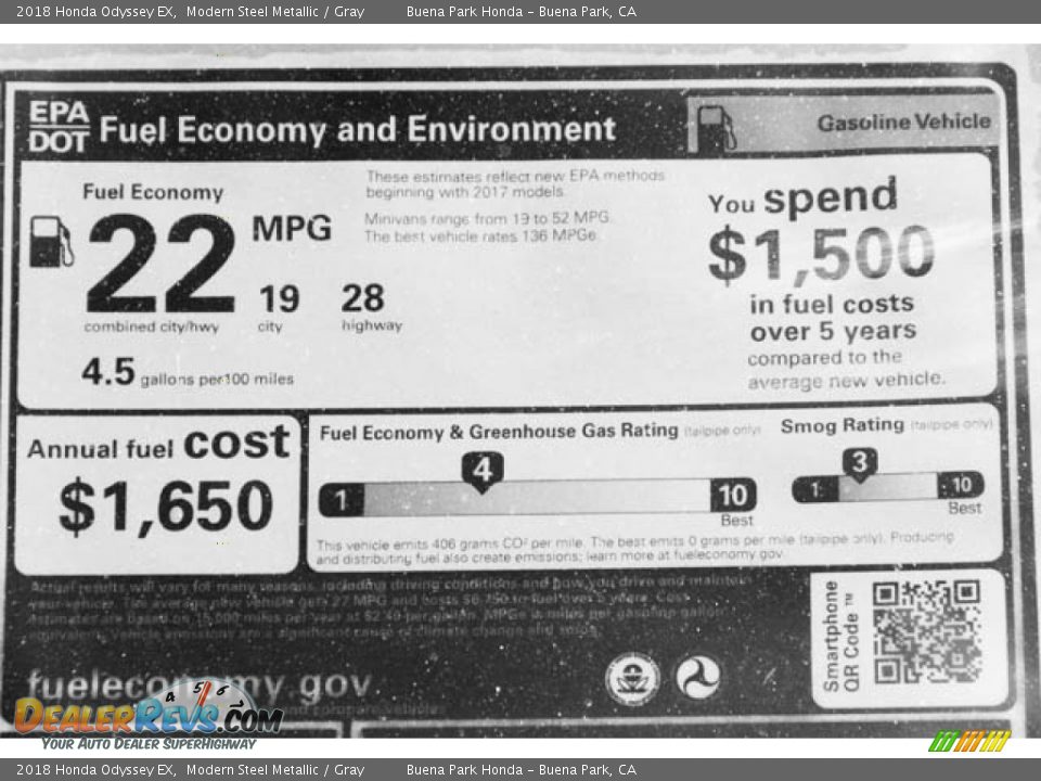 2018 Honda Odyssey EX Modern Steel Metallic / Gray Photo #19