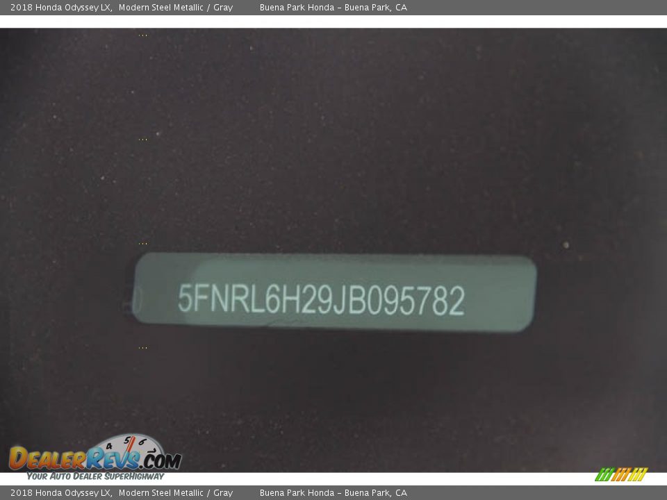 2018 Honda Odyssey LX Modern Steel Metallic / Gray Photo #20