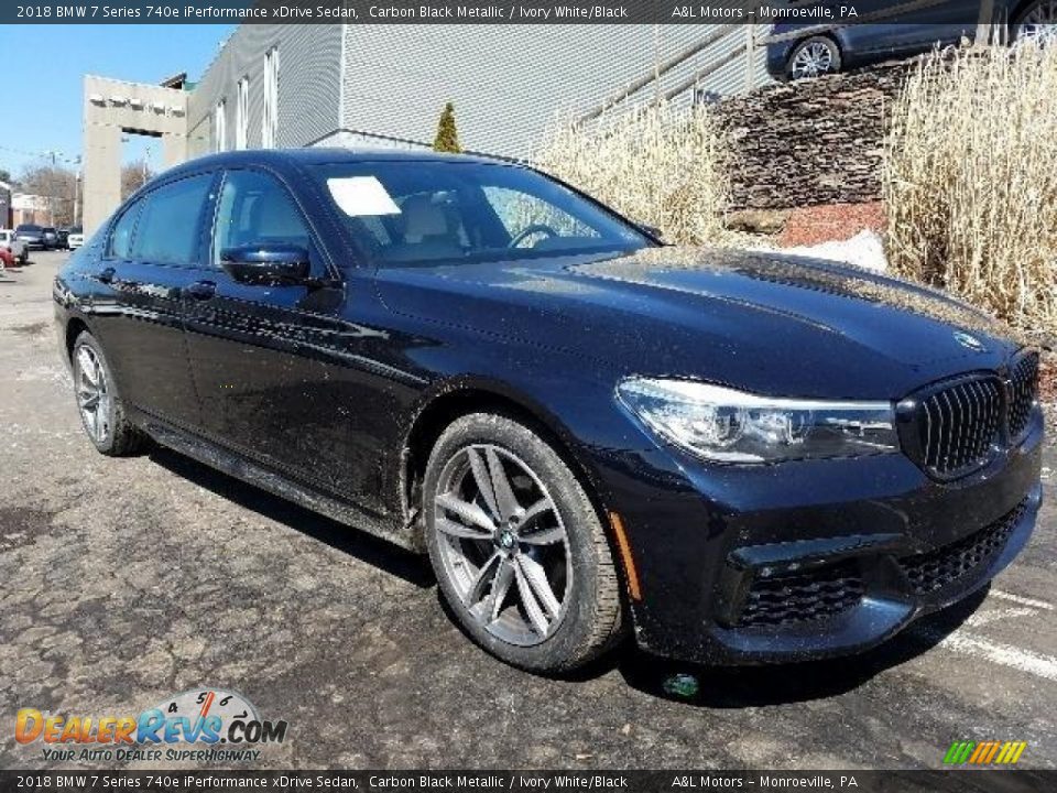 2018 BMW 7 Series 740e iPerformance xDrive Sedan Carbon Black Metallic / Ivory White/Black Photo #1
