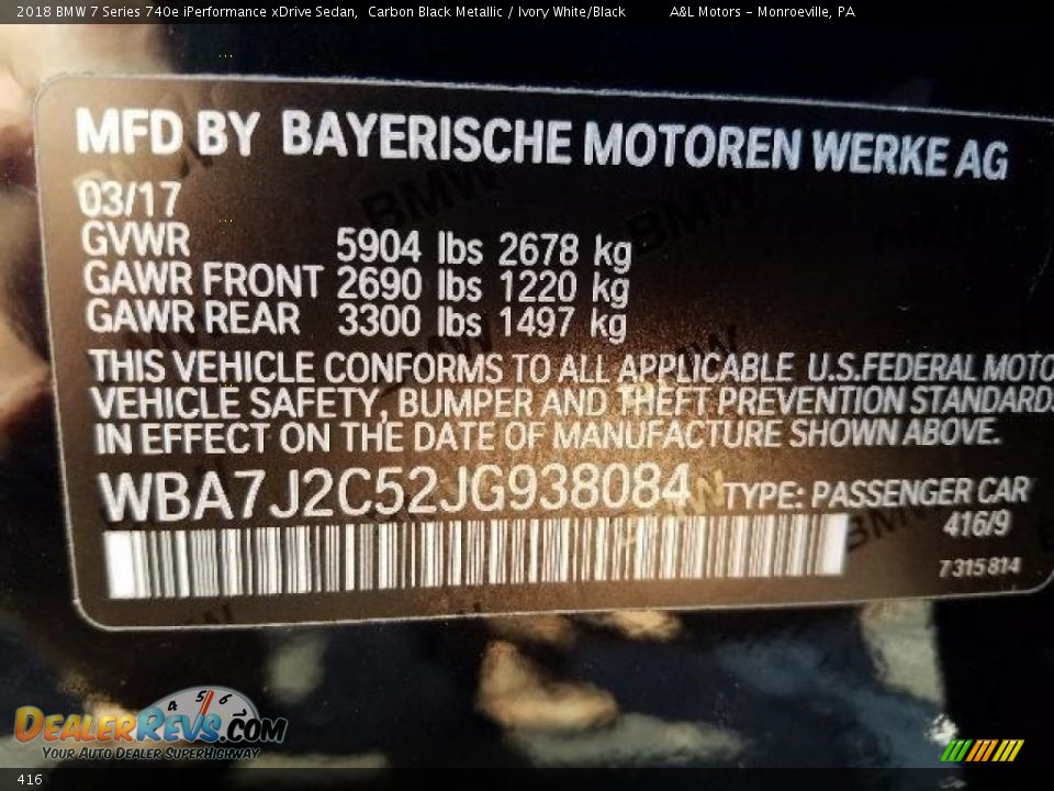 BMW Color Code 416 Carbon Black Metallic