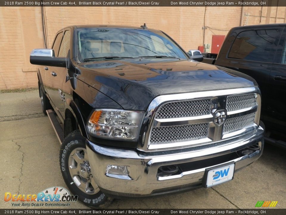 2018 Ram 2500 Big Horn Crew Cab 4x4 Brilliant Black Crystal Pearl / Black/Diesel Gray Photo #2