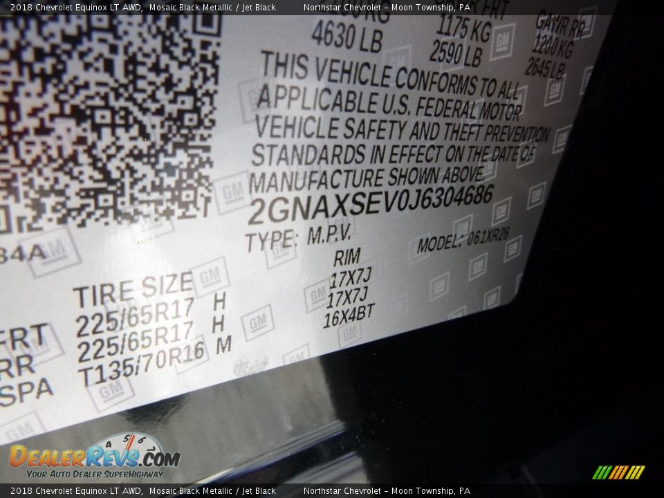 2018 Chevrolet Equinox LT AWD Mosaic Black Metallic / Jet Black Photo #16