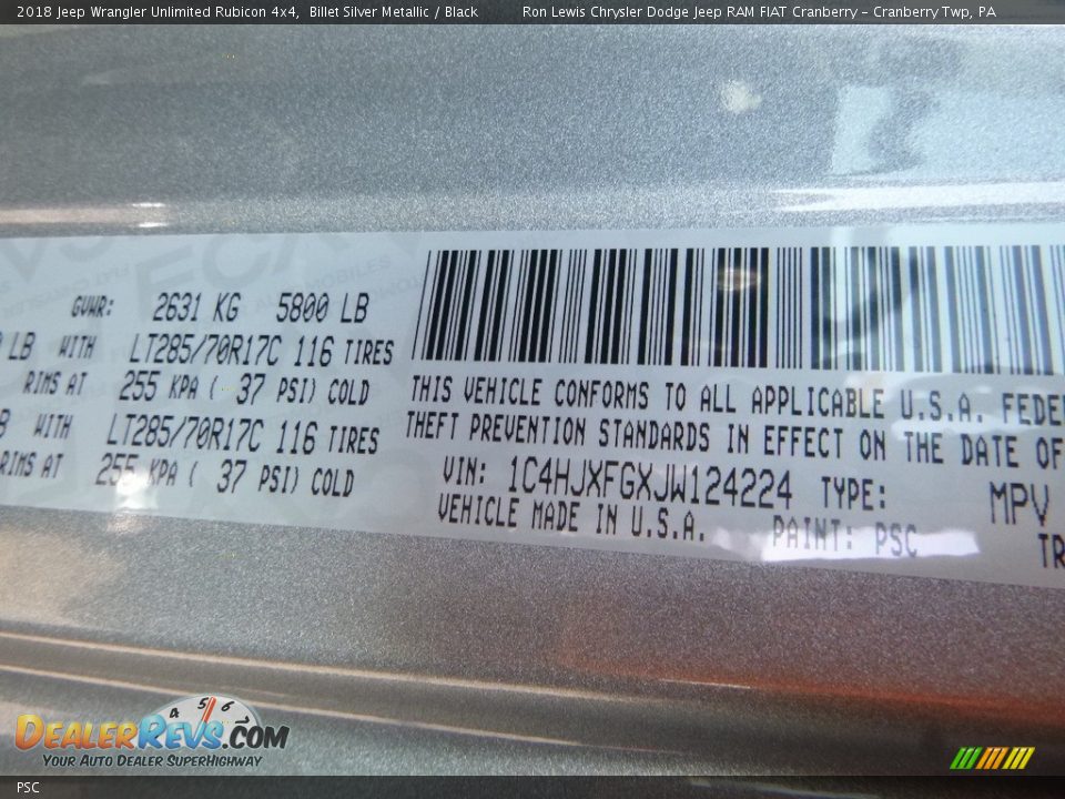 Jeep Color Code PSC Billet Silver Metallic