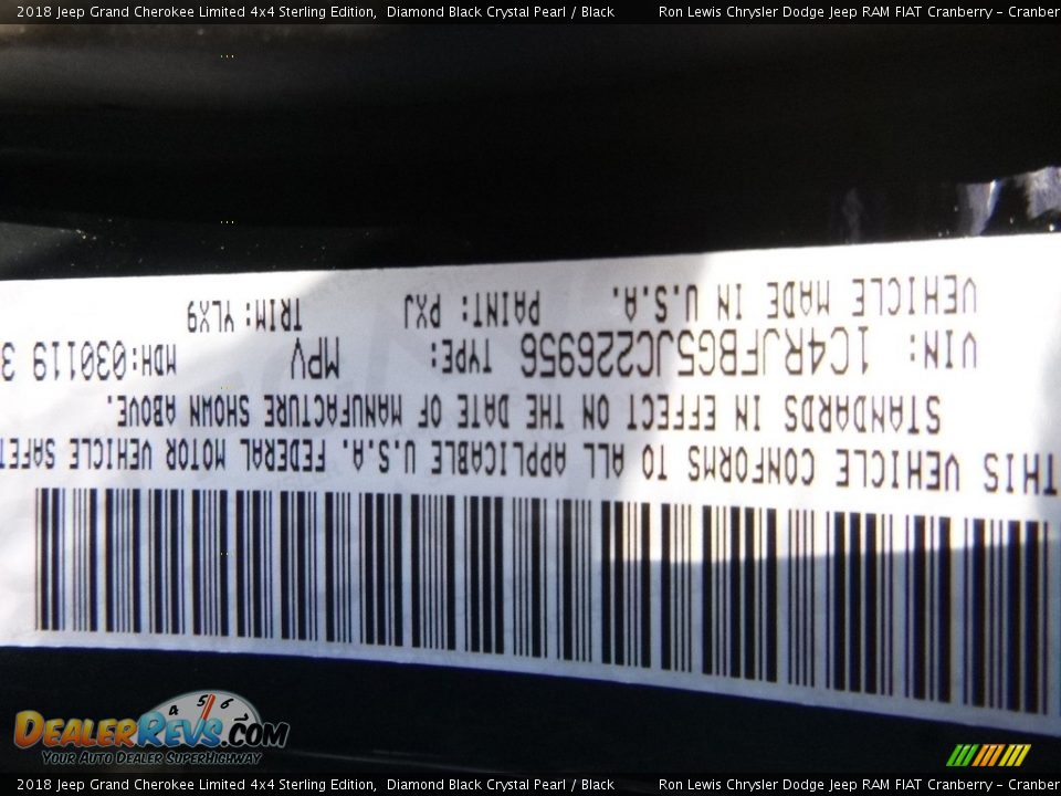2018 Jeep Grand Cherokee Limited 4x4 Sterling Edition Diamond Black Crystal Pearl / Black Photo #12