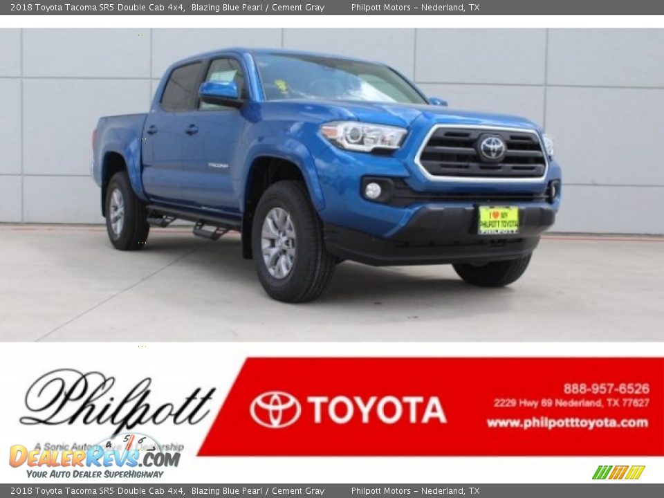 2018 Toyota Tacoma SR5 Double Cab 4x4 Blazing Blue Pearl / Cement Gray Photo #1