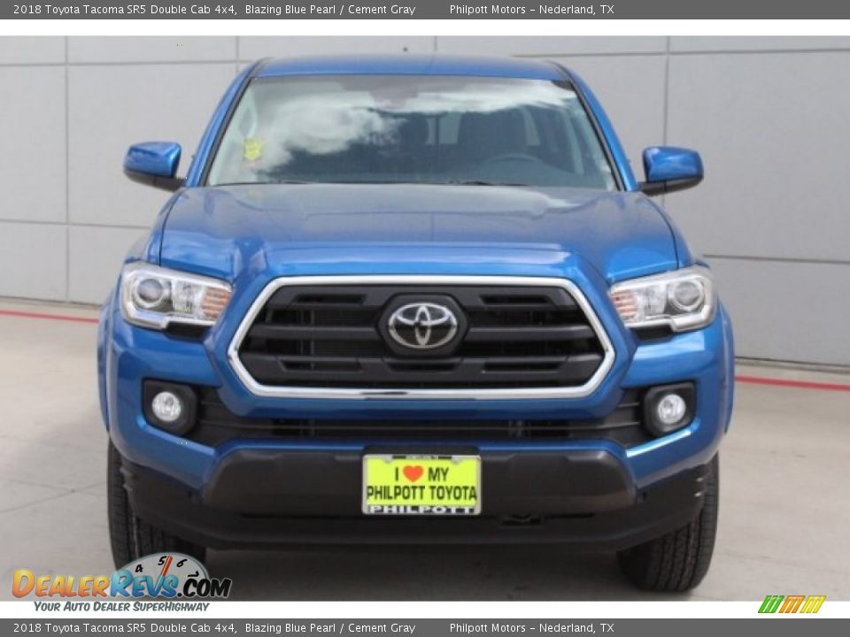 2018 Toyota Tacoma SR5 Double Cab 4x4 Blazing Blue Pearl / Cement Gray Photo #2