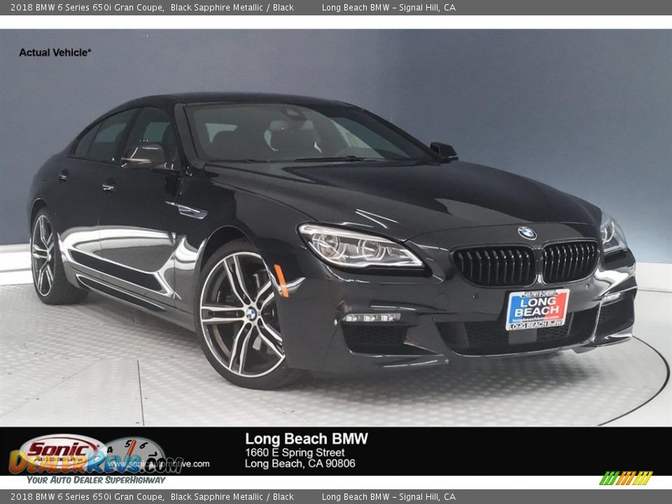 2018 BMW 6 Series 650i Gran Coupe Black Sapphire Metallic / Black Photo #1