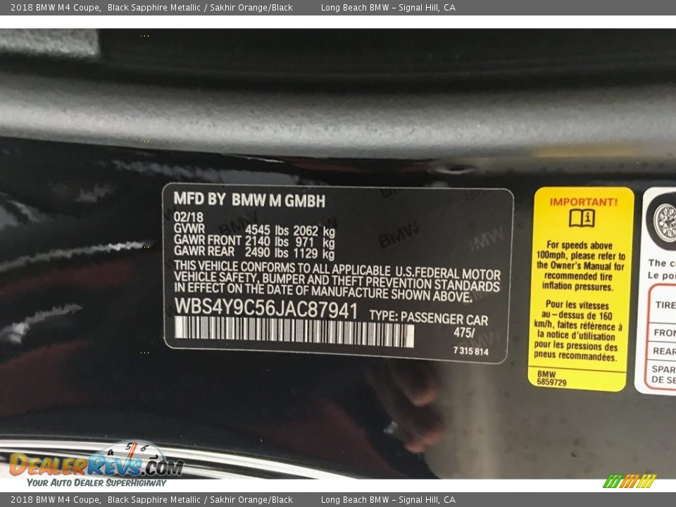 2018 BMW M4 Coupe Black Sapphire Metallic / Sakhir Orange/Black Photo #11