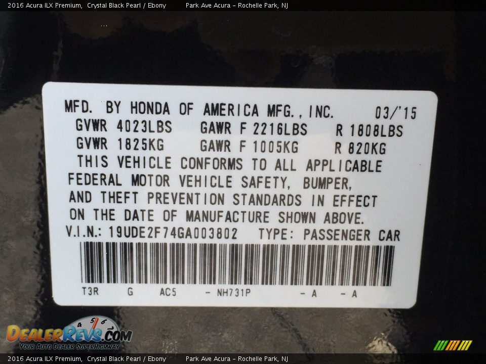 2016 Acura ILX Premium Crystal Black Pearl / Ebony Photo #32