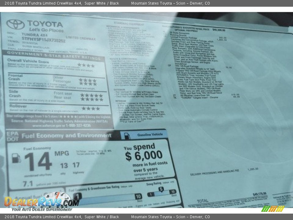2018 Toyota Tundra Limited CrewMax 4x4 Super White / Black Photo #36
