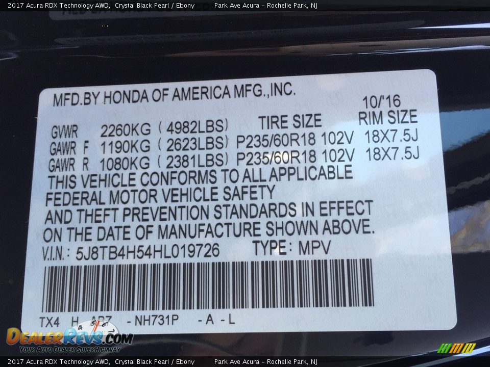 2017 Acura RDX Technology AWD Crystal Black Pearl / Ebony Photo #32