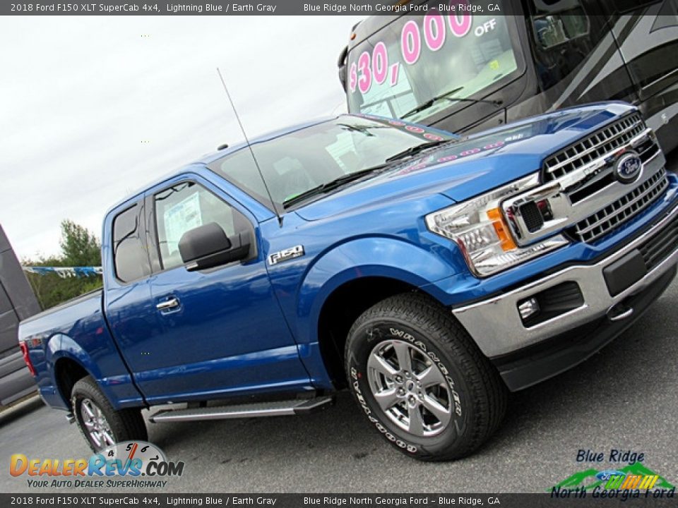 2018 Ford F150 XLT SuperCab 4x4 Lightning Blue / Earth Gray Photo #30