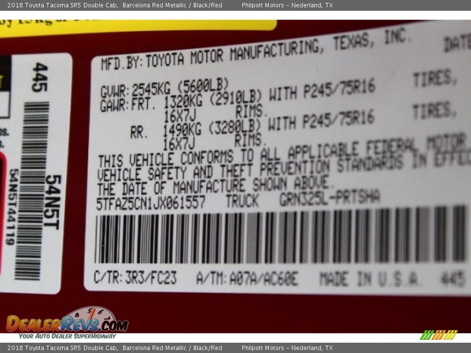 2018 Toyota Tacoma SR5 Double Cab Barcelona Red Metallic / Black/Red Photo #33