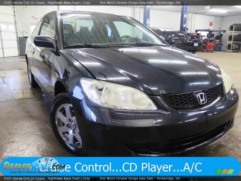 2005 Honda Civic LX Coupe Nighthawk Black Pearl / Gray Photo #1
