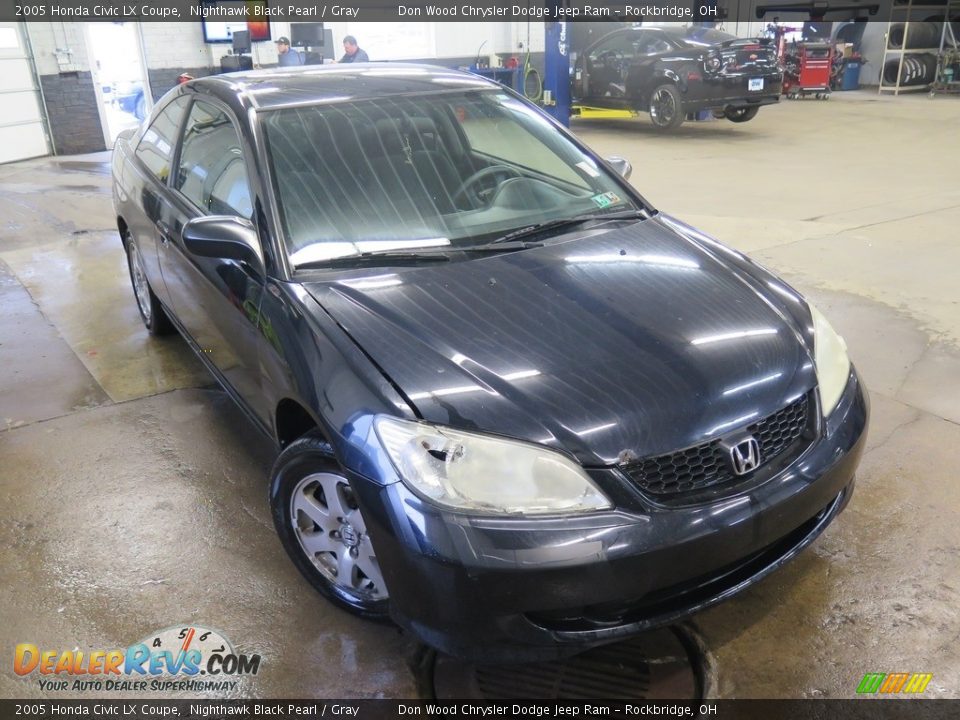 2005 Honda Civic LX Coupe Nighthawk Black Pearl / Gray Photo #2