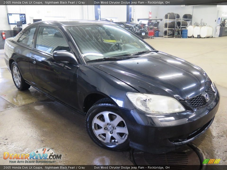 2005 Honda Civic LX Coupe Nighthawk Black Pearl / Gray Photo #3