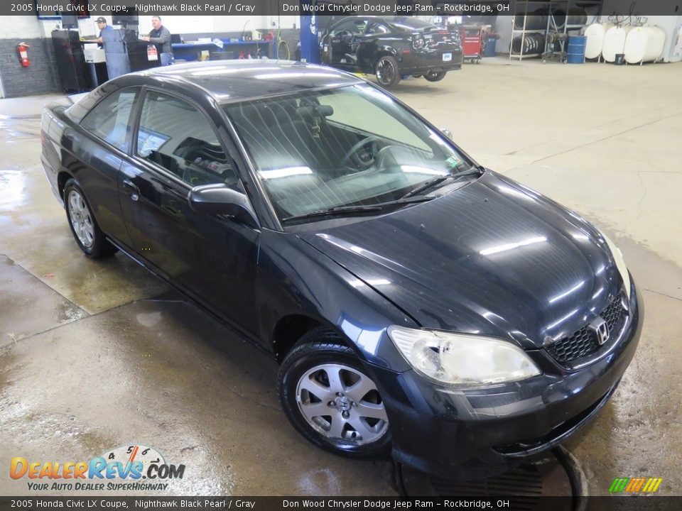 2005 Honda Civic LX Coupe Nighthawk Black Pearl / Gray Photo #4