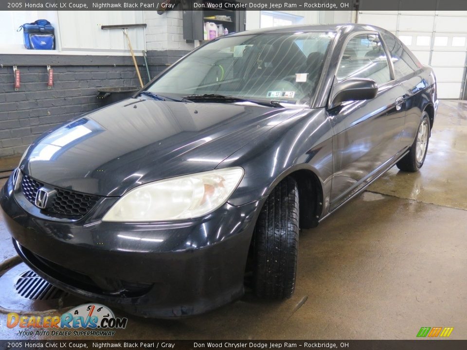 2005 Honda Civic LX Coupe Nighthawk Black Pearl / Gray Photo #6