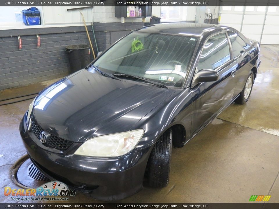 2005 Honda Civic LX Coupe Nighthawk Black Pearl / Gray Photo #7