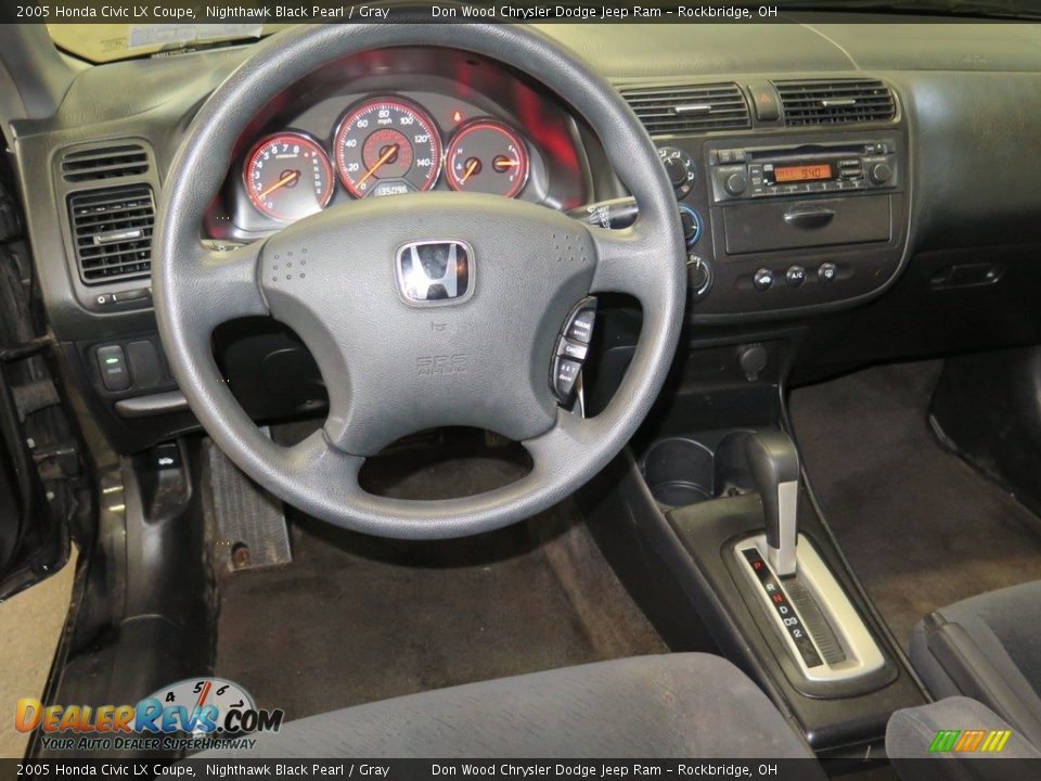 2005 Honda Civic LX Coupe Nighthawk Black Pearl / Gray Photo #12