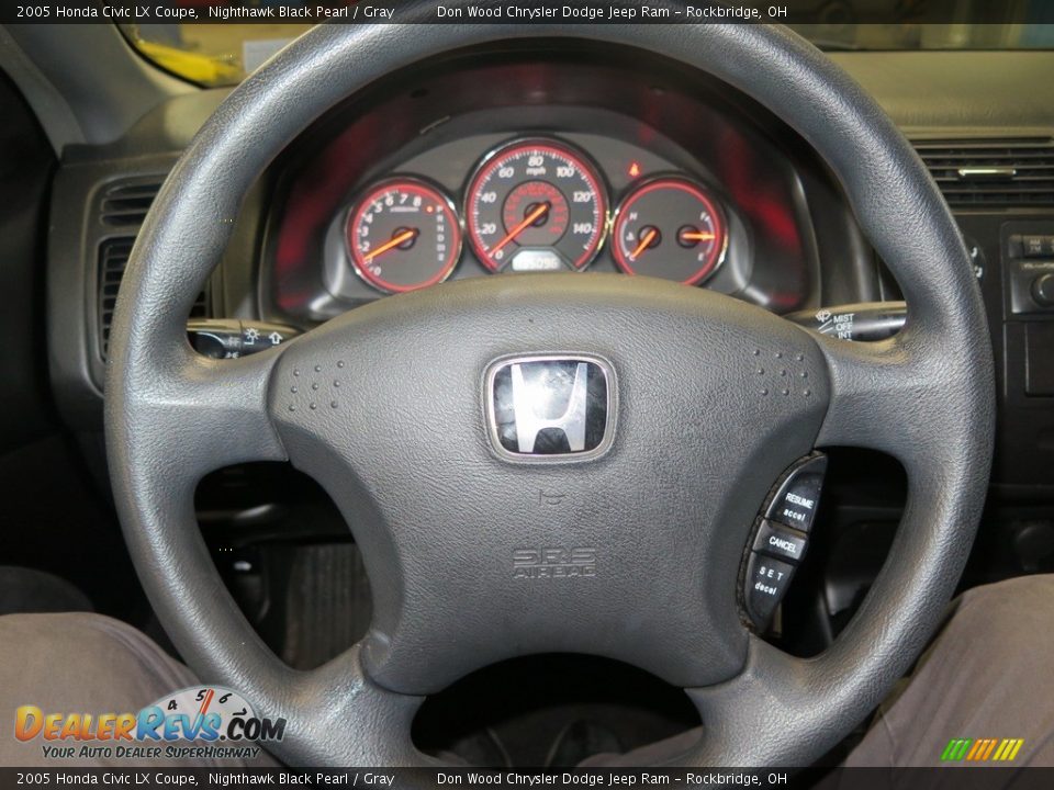 2005 Honda Civic LX Coupe Nighthawk Black Pearl / Gray Photo #14