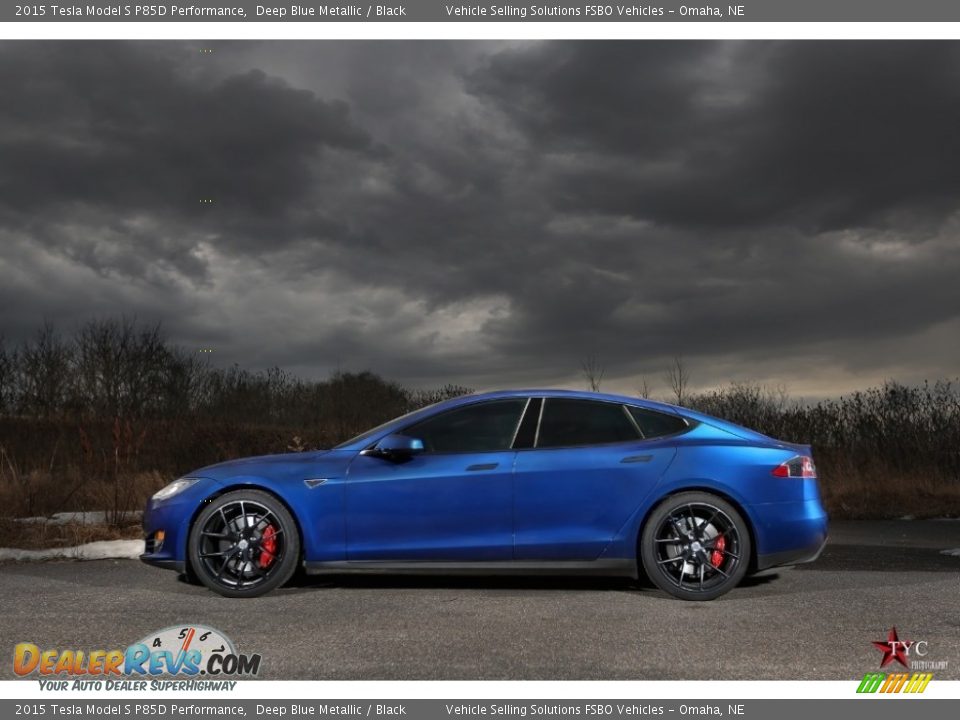 2015 Tesla Model S P85D Performance Deep Blue Metallic / Black Photo #1