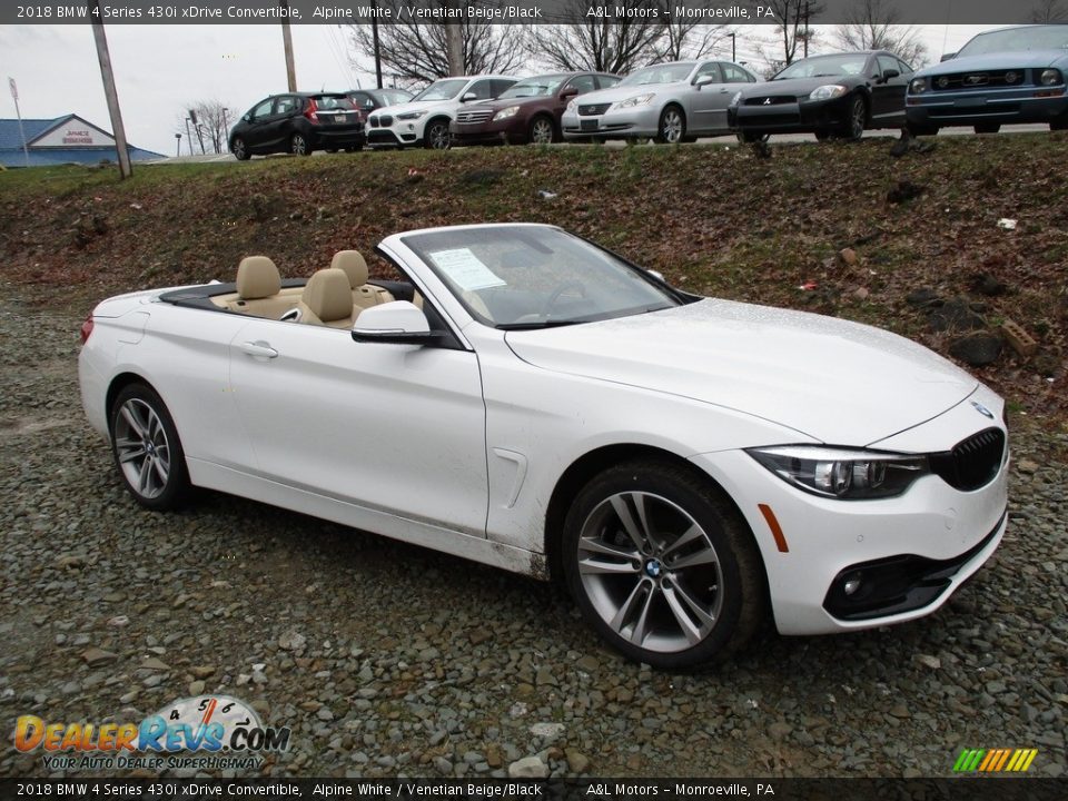 2018 BMW 4 Series 430i xDrive Convertible Alpine White / Venetian Beige/Black Photo #1