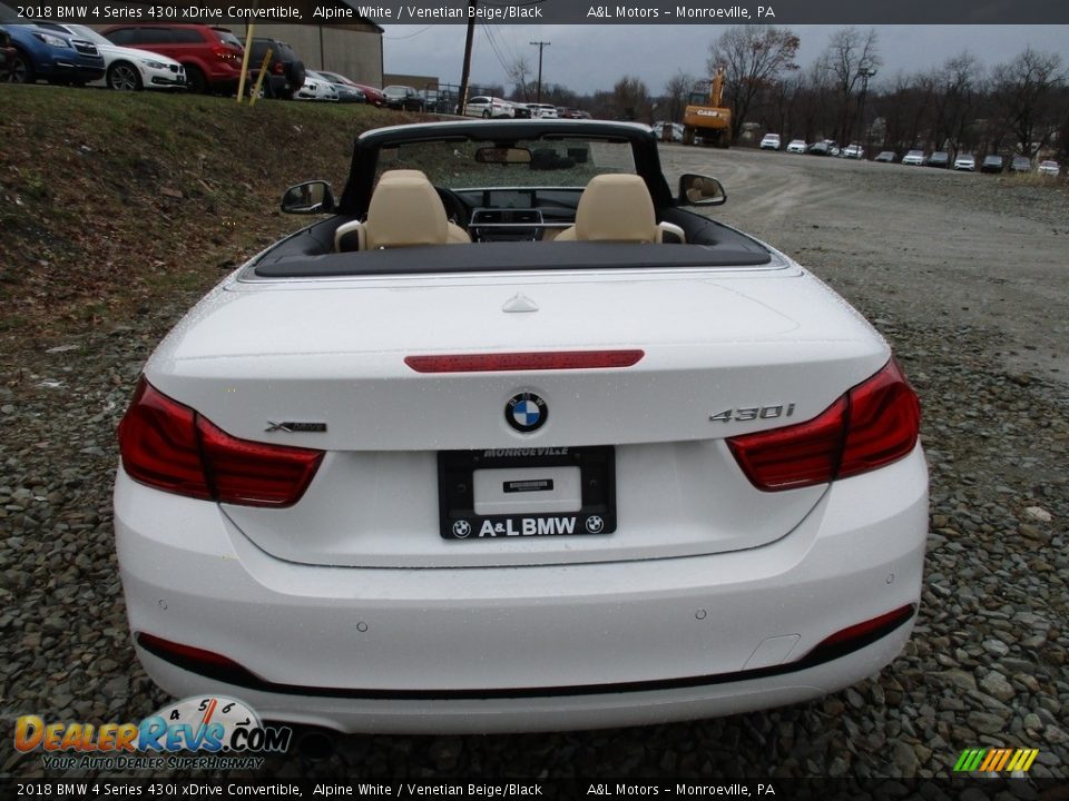 2018 BMW 4 Series 430i xDrive Convertible Alpine White / Venetian Beige/Black Photo #4