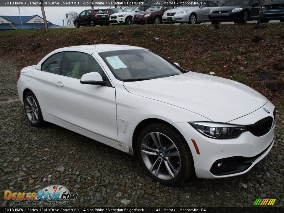 2018 BMW 4 Series 430i xDrive Convertible Alpine White / Venetian Beige/Black Photo #10