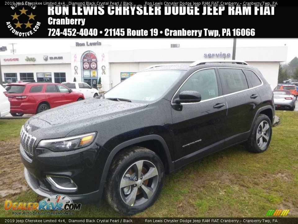 2019 Jeep Cherokee Limited 4x4 Diamond Black Crystal Pearl / Black Photo #1